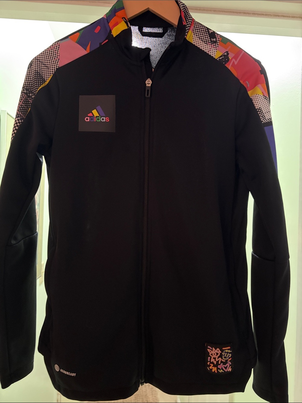 adidas women’s Black Track Jacket with Multicolor Accent